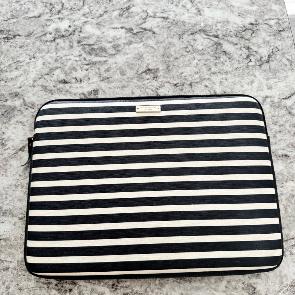 Kate Spade Black and White Striped Tablet Sleeve